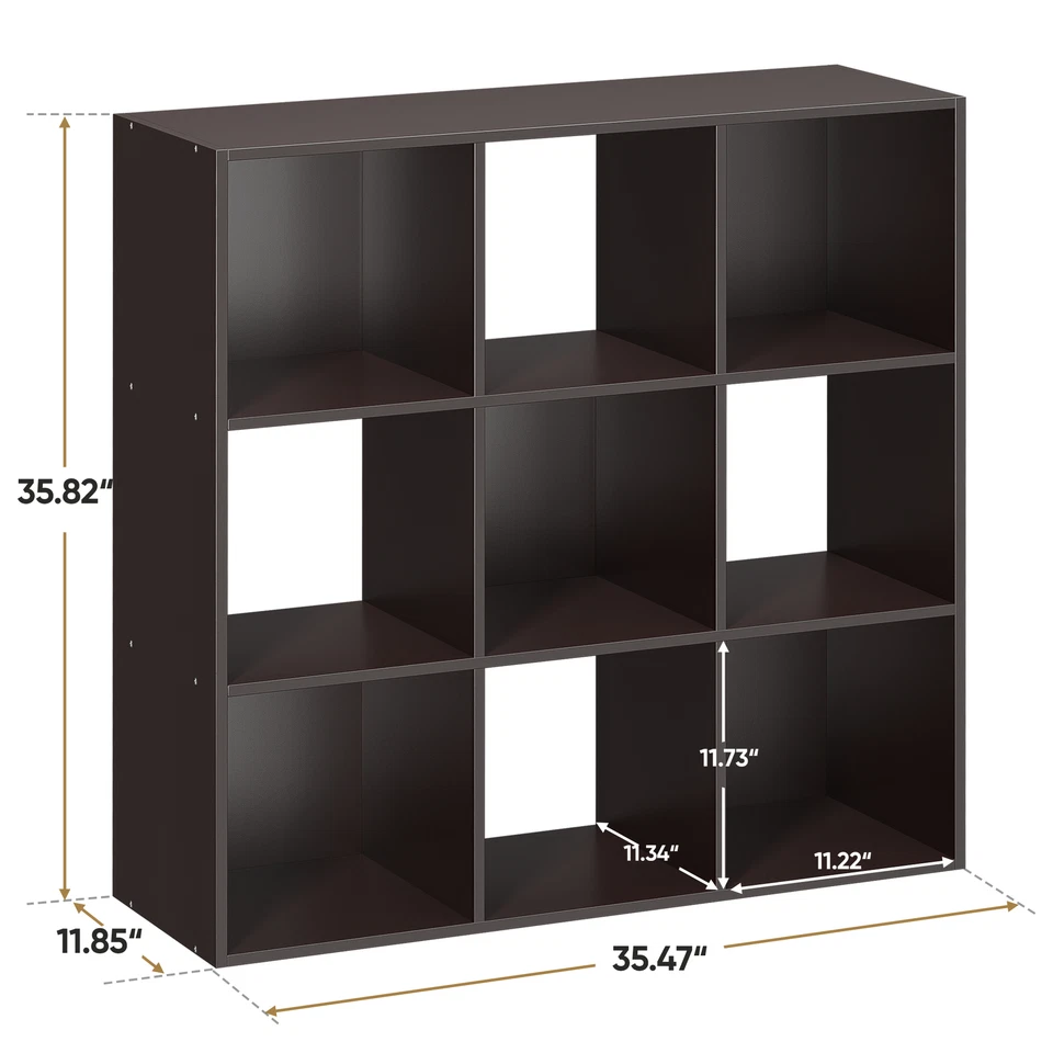 9 Cube 3 Shelves Closet Organizer Storage Shelves W/5 Removable Back Panel Brown - Image 2 of 4