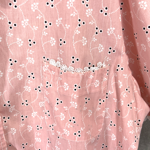 Boca Bay Women's Pink Eyelet Floral Snap Short Sleeve Shirt Sz XXL Lace Trim - Picture 2 of 9
