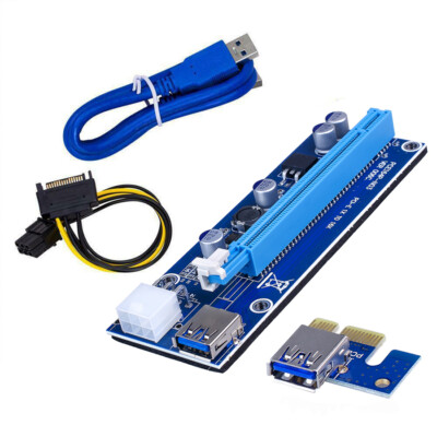 006C 1x to 16x PCI Express PCIE PCI-E Riser Card 006C Extender 60cm USB3.0 Cable