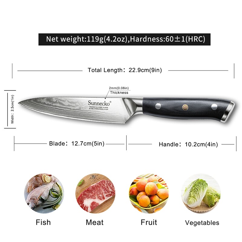 6Pcs Japanese Kitchen Knives Set Damascus Steel Chef Chopper Bread Slicer Paring - Picture 19 of 77