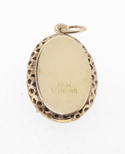Charm M & M Sterling Silver Gold Plated MERRY CHRISTMAS green tree red stone - Picture 3 of 4