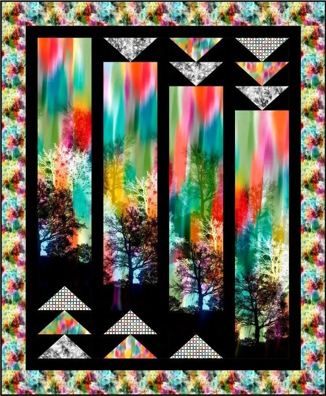 Quilting Treasures Tree Dance 36.5" Tree And Aurora Borealis Tote Bag Panel Mult - Image 4 of 4