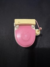 Fisher Price Loving Family Dollhouse Bathroom Pink White Doll Toilet w/ Brush