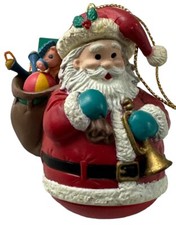 Christmas Collectible Ornament-Santa With Toy Bag Vintage