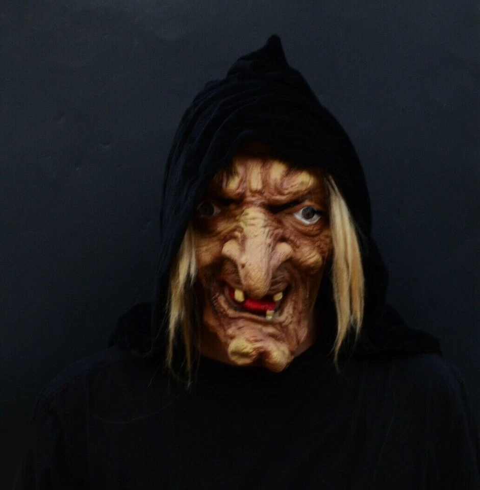 Halloween Witch Mask Scary Latex Old Lady Snow White Costume Mask with Hair - Image 4 of 4