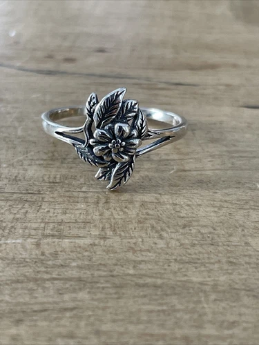 Vintage Steeling Silver Flower Leaves Hawaii Ring Thumb Ring Sz 9.25