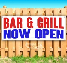 BAR & GRILL NOW OPEN Advertising Vinyl Banner Flag Sign Many Sizes