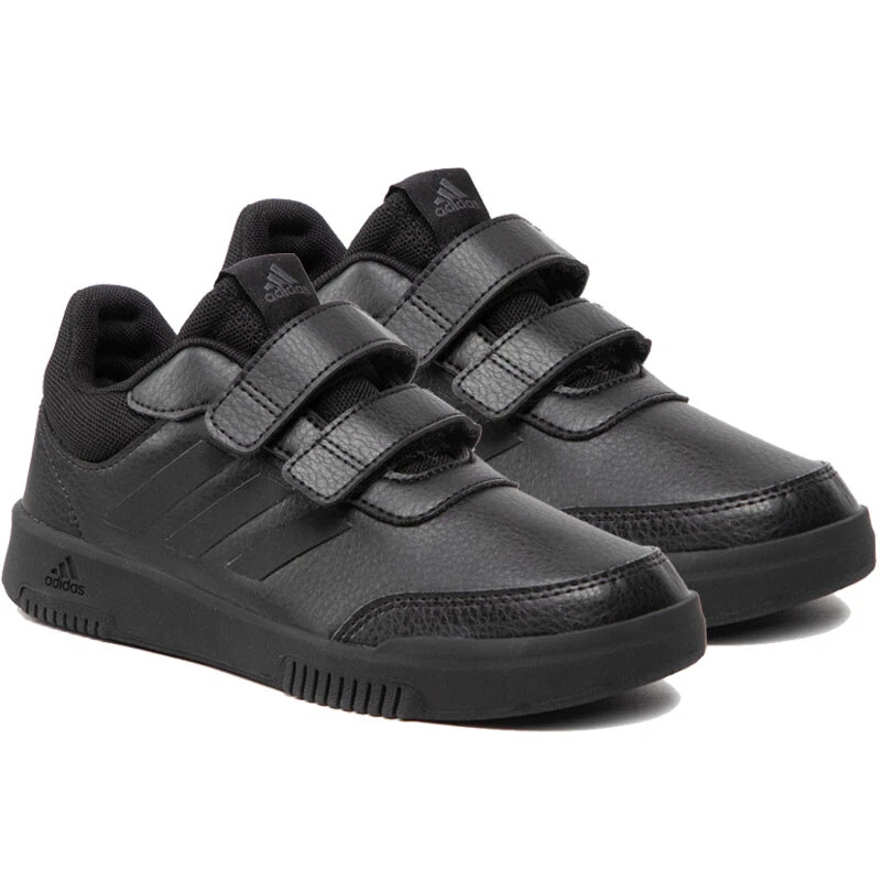 Adidas Kids Tensaur School Shoes Trainers Jr Black Hook &amp; Loop Strap Shoe | eBay