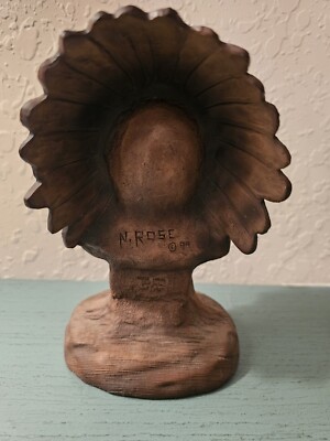 Vintage Neil J Rose Signed White Hawk Indian Chief Carving-Limited