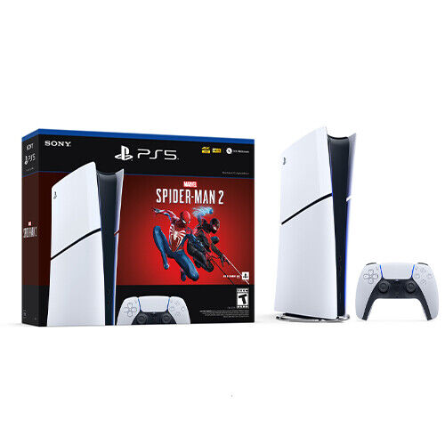 Lot PlayStation 5 Digital Slim Edition Marvels Spider Man 2 - Comprend PS5 Co - Photo 1/4