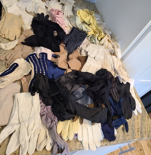Lot of 55+ Vintage Womens gloves. Various Sizes. Formal Costume Theater Dress up