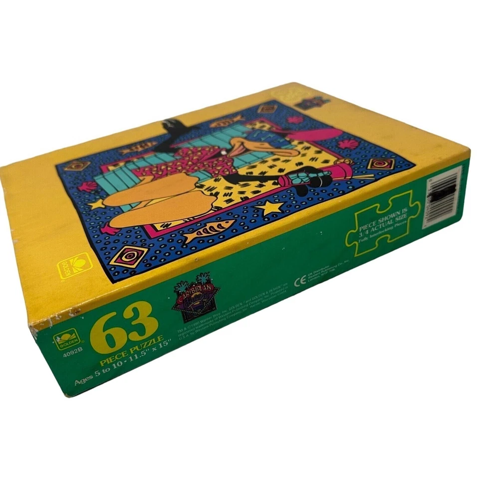 Quebra-cabeça Daffy Duck Caribbean Breeze 63 peças vintage 1990 lacrado - Imagem 3 de 4