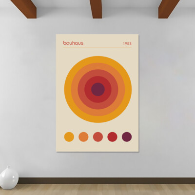 Bauhaus Concentric Circles Wandbild - Gerollter Wandbilddruck auf Leinwand