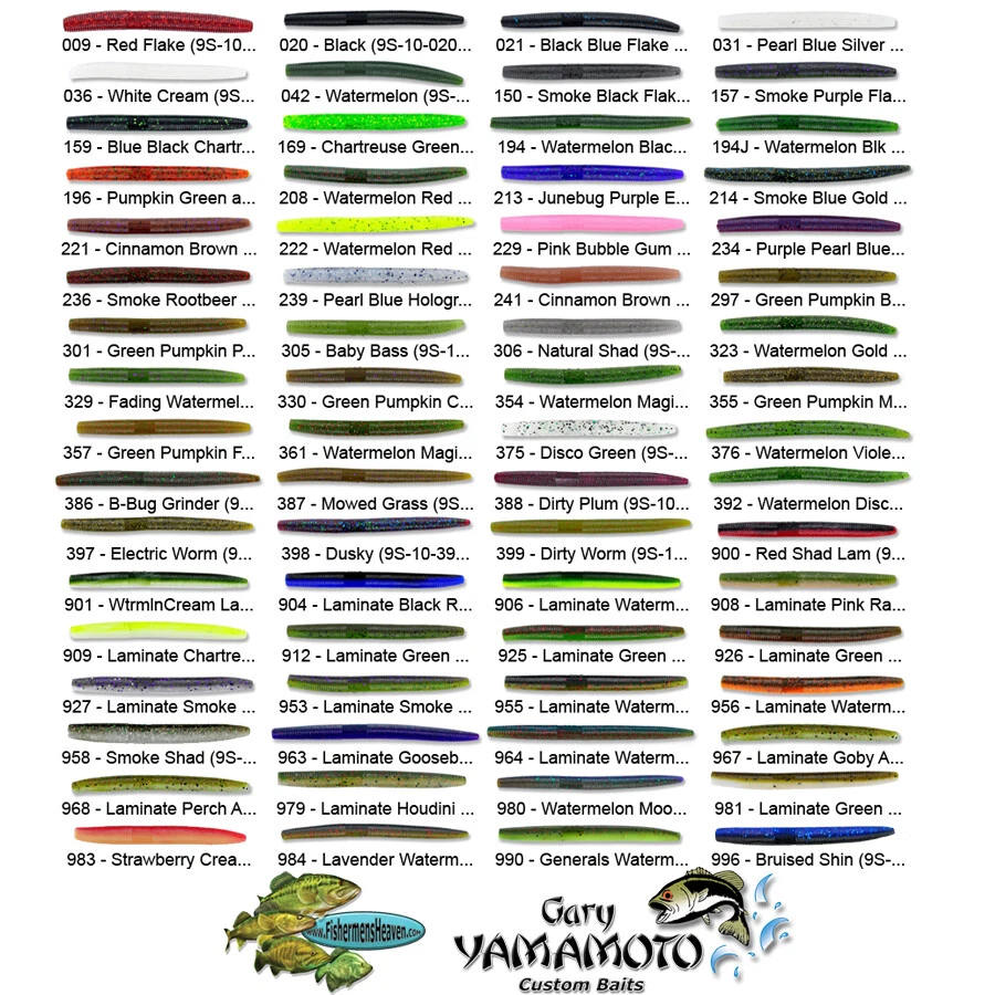 Gary Yamamoto Senko 4 Inch (9S-10) Stick Bait Worm Any 62 Colors Bulk Lot  Lures