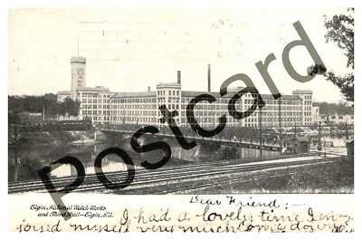 1907 Elgin National Watch Works and Third Rail, Elgin IL, postcard ...
