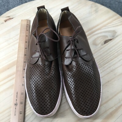 Merkmak Brown Perforated Leather Lace-Up Oxford Dress Shoes Men\'s Size 44 US 10 Merkmak Shoes Mens 48 Perforated Oxford Brown Leather Lace  main image 4