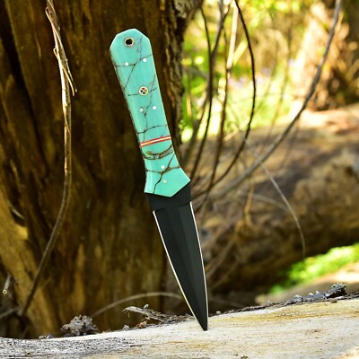 Handmade D2 tool blade hunting double-edged dagger knife double-edged resin hand