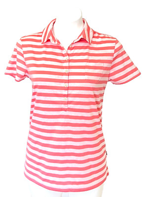 Aigle Polyester Blend Collared Blouse Short Sleeves Size S Multicolor Pink - New