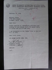 Sigurd Sig H. Erson Racing Cams Inc. Letter February 19 1970 Husqvarna ISDT Tour