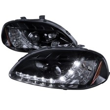 For 96-98 Honda Civic Smoke Housing Headlights White Drl Hatch Back Coupe Sedan