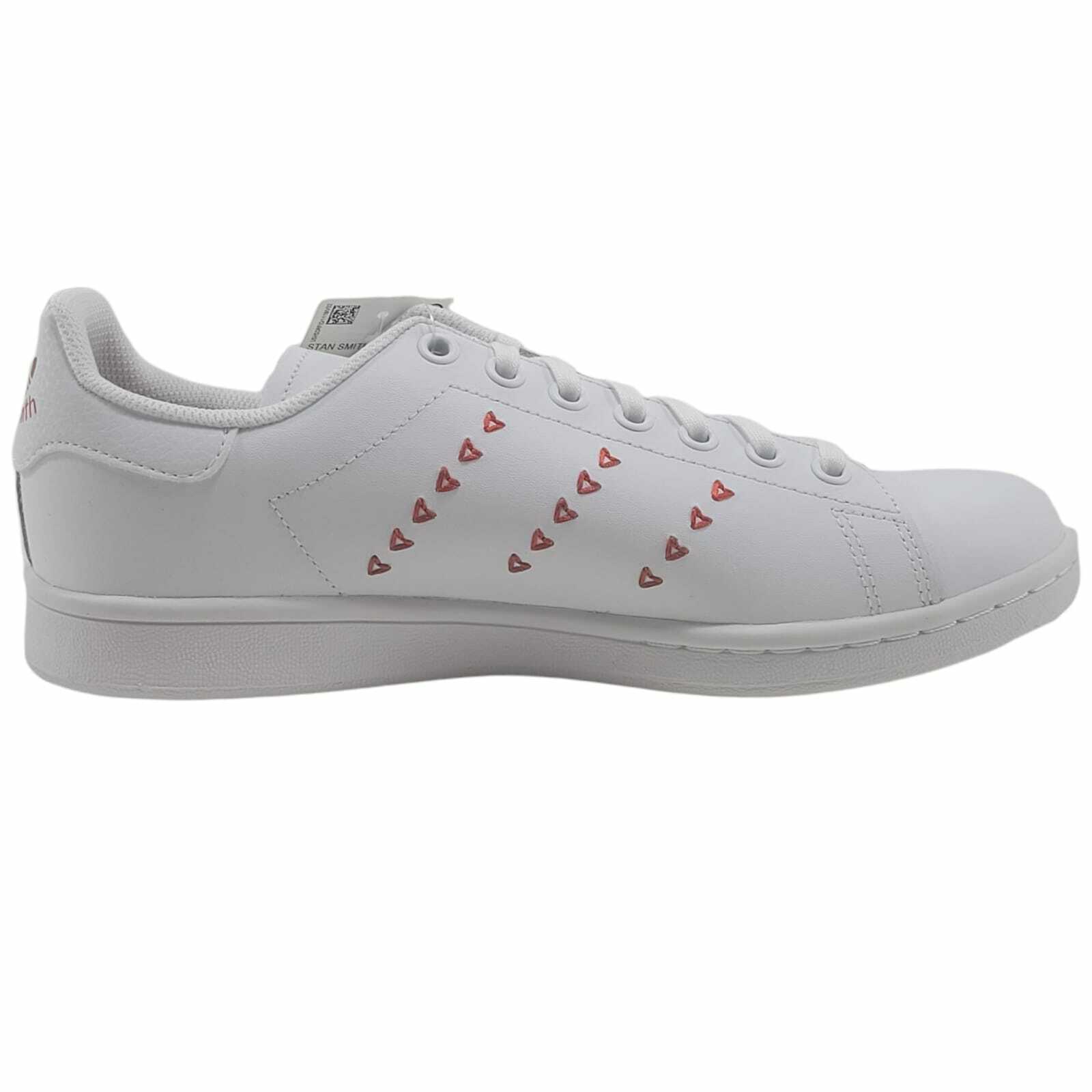 SAOLA Scarpe unisex Adidas Stan Smith J EG6495 cuori bianchi nuove taglia 7