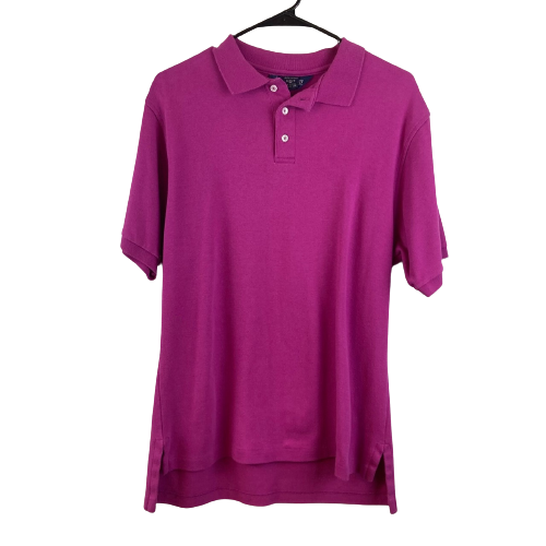 Lands' End Mens Medium Purple Polo Shirt Short Sleeve Golf Made In USA - Picture 1 of 4