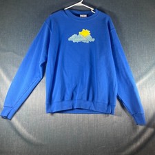 Champion Authentic Mens Sweatshirt Size M Blue Crewneck Pullover Polyester Blend