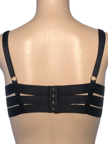 VICTORIA'S SECRET VERY SEXY UNLINED STRAPPY BALCONET BRA BLACK SILVER RED NWT - Picture 3 of 7