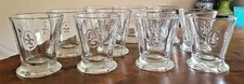LA ROCHERE FLEUR DE LYS DOUBLE OLD FASHIONED GLASSES CLEAR EMBOSSED ~ SET OF 11