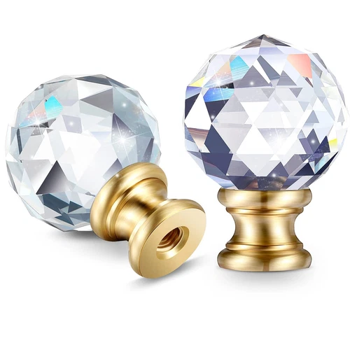 2 Pack Clear Diamond Crystal Lamp Finials for Lamp Shade Lamp Decoration - Picture 1 of 6