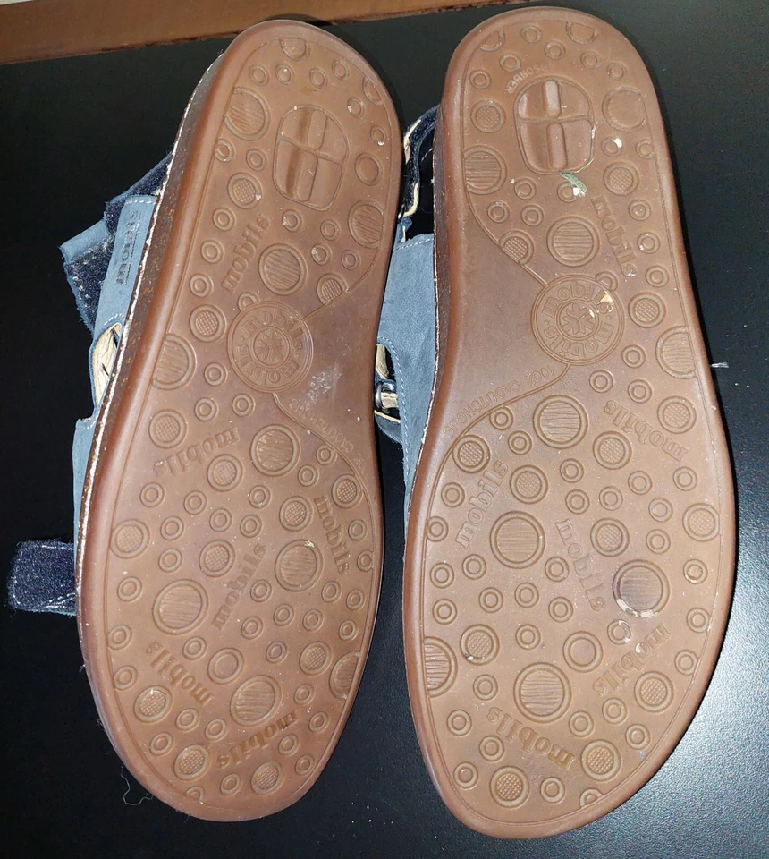 Sandalias para mujer Mephisto Mobils con correa trasera azules con tiras talla 7 Foto 3 de 3