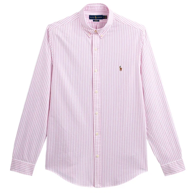 ralph lauren pink and white striped shirt