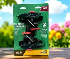 2 Pack Ace Pulsating Sprinklers Plastic Heads Large Coverage Garden Lawn NEW