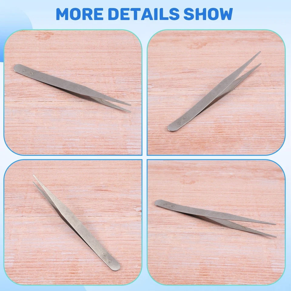 Pinzette Fini In Argento Con Punta Dritta 4 12" K6X9 - Immagine 3 di 4