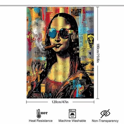 Sunglasses Of The Mona Lisa Waterproof Shower Curtain Bathroom Decor