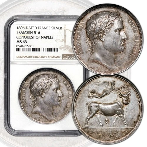 FRANCE 1806 Silver Medal  Premier Empire Napoleon I NGC MS 63 Conquest of Naples