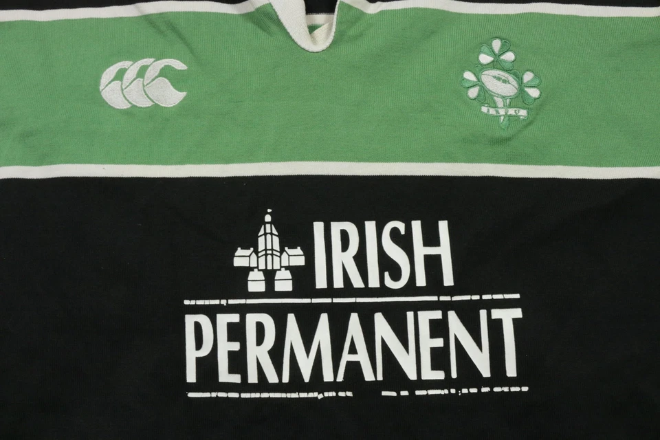 Винтажный Ирландии регби Джерси мужской большой зеленый черный ирландский постоянный 90-х - Изображение 3 из 4