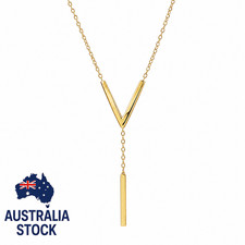 18k Gold Plated Geometric Y Necklace Women 304 Stainless Steel Pvd Lariat Chain 18k Gold Plated Geometric Y Necklace Women 304 Stainless Steel Pvd Lariat Chain
