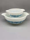 2 Vintage Pyrex Horizon Blue Cinderella Bowls 441 1-1/2 Pint 443 2-1/2 Quart
