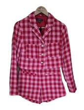 Primark Red Pink Gingham Co-Ord Blazer & Shorts Set UK 8 Clueless