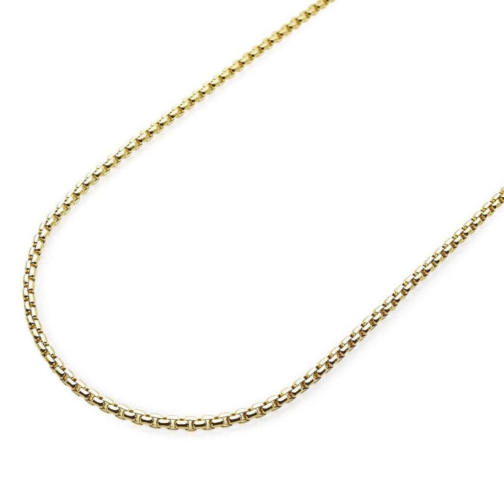 14K Yellow Gold 2mm Round Box Chain (Solid Links) 18