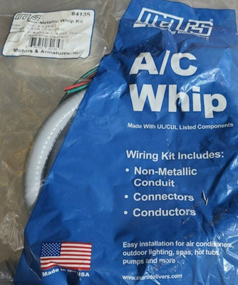 MARS 84135 10/3C 6ft 1/2'' LFNC NM Power Connection Whip Kit HVAC A/C Pool Pump
