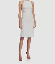 Halston Heritage Women's White Sleeveless Embroidered Sheath Dress Size 2