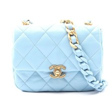 Chanel Lambskin Matelasse Shoulder Bag Women Blue One Size
