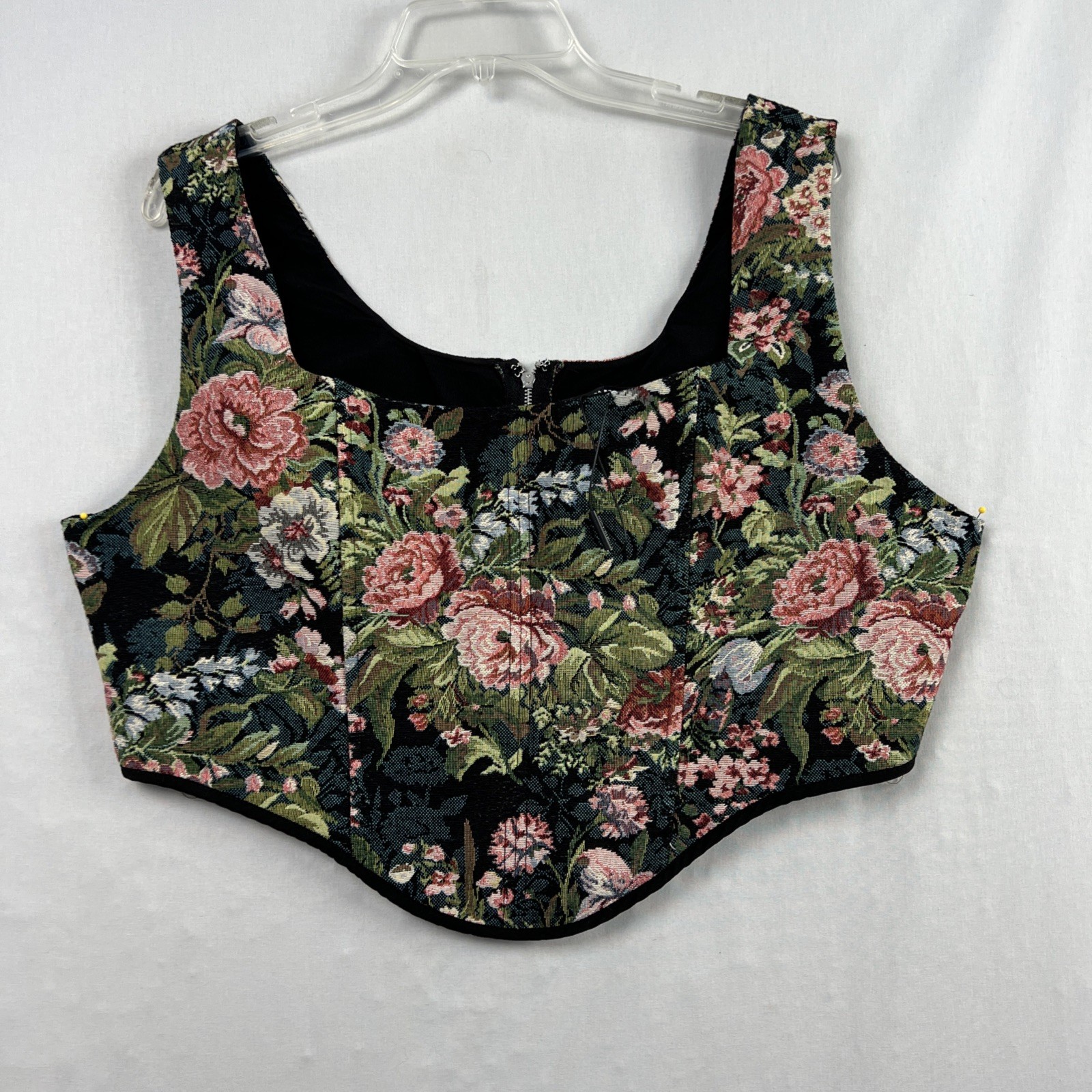 Corset Tapestry Tank Floral Goth Fairy Cropped Boho Womens Size 2XL-image