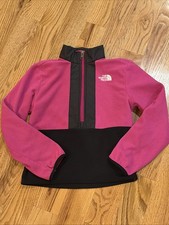 The North Face Girls Fleece Jacket Pink Black 1/2 Zip Up Size Small 7/8