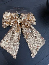 Rachel Zoe Seasonal Decor Gold Sequin Large Bow