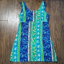 Vintage Women's BIG HED Designs Floral Hawaiian Tropical Dress Size Large