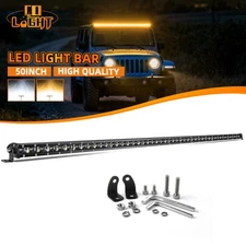 AUXBEAM For Chevrolet 50" LED Light Bar Amber White Strobe Spot Flood Combo 52"