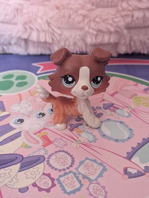 Littlest Pet Shop LPS #1542 rot-weiß Collie Hund authentisch original 2012 selten